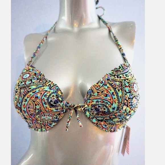 Nwt Victorias Secret Mosaic Garden The Ruffle Fabulous Swim Bikini Top 34B - Picture 2 of 3